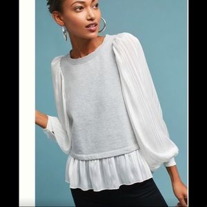 Akemi + Kin Nell Woven Flutter Sleeve Sweatshirt